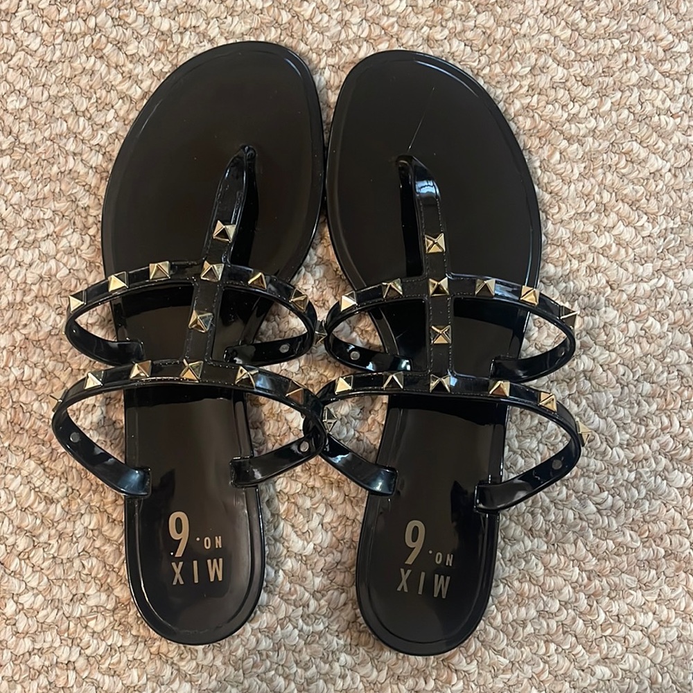 Black Studded Sandals - Size 9 - Like New